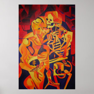 Embracing Death Colorful Geometric Art Poster
