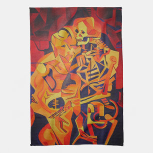 Embracing Death Colourful Geometric Art Kitchen Towel