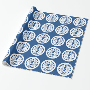 Embracing holly leaves in circle wrapping paper