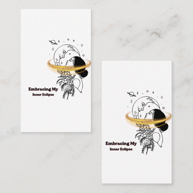 Embracing My Inner Eclipse Celestial Moon Line Art Business Card (Front/Back)