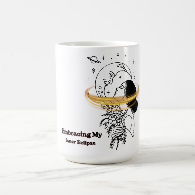 Embracing My Inner Eclipse Celestial Moon Line Art Coffee Mug (Center)