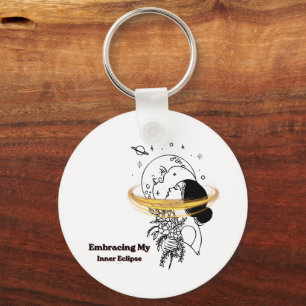 Embracing My Inner Eclipse Celestial Moon Line Art Keychain