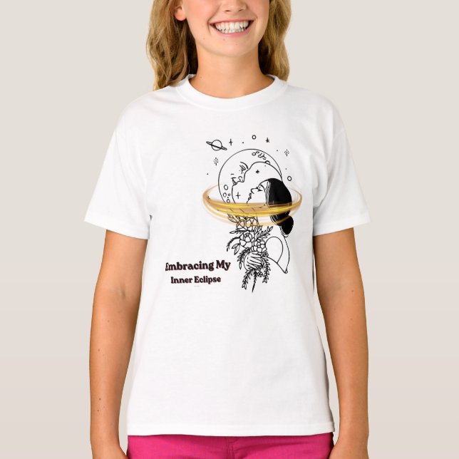 Embracing My Inner Eclipse Celestial Moon Line Art T-Shirt (Front)