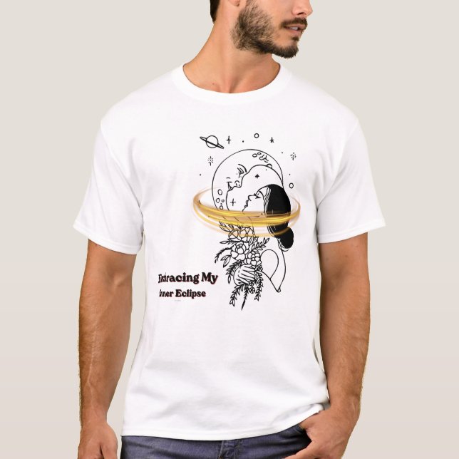 Embracing My Inner Eclipse Celestial Moon Line Art T-Shirt (Front)