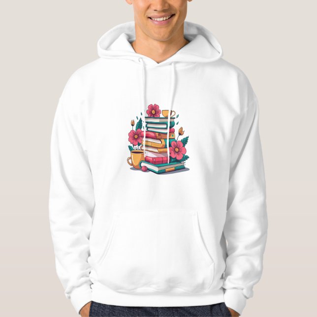 Embracing the Beauty of Flowery Books and Tea Hoodie (Front)