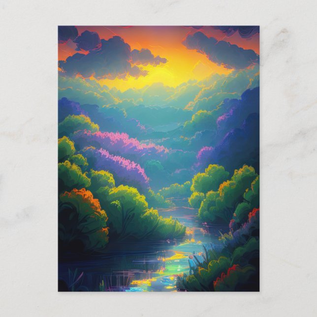 Embracing the Magic of the Forest at Dusk Postcard (Front)
