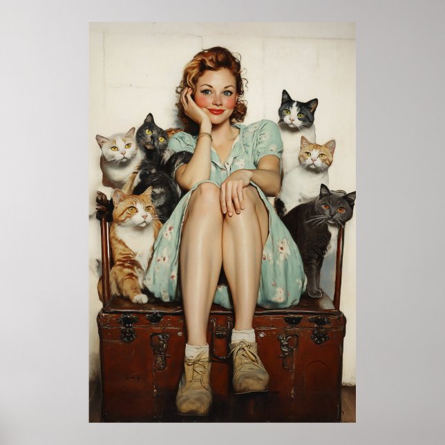 Embracing the Retro Crazy Cat Lady Vibes Poster (Front)