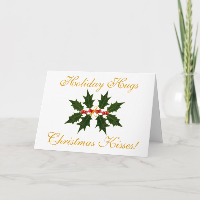 Embrasages de Noël Baisers de Noël Holly Carte de  (Devant)