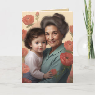 Embrasse d'une grand-mère - Carte de fête des mère