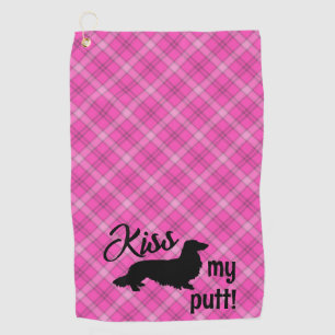 Embrasse Mon Putt Plaid Wiener Dog Golf Serviette