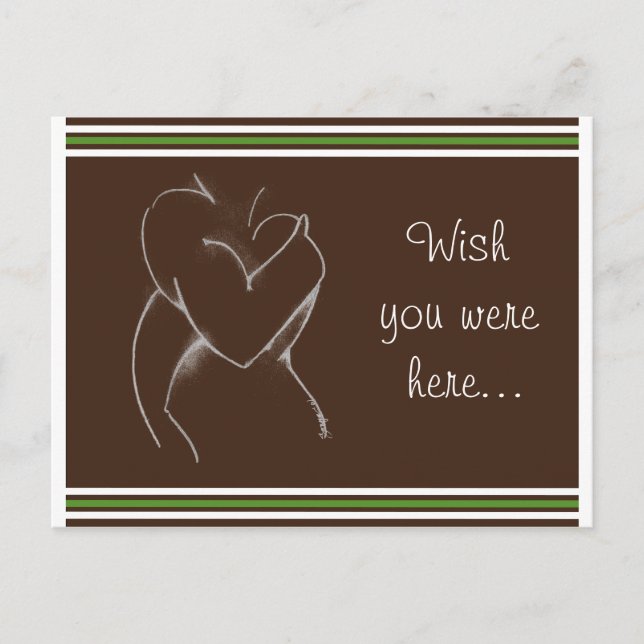 Embrasser (baby shower) brun & vert Carte postale (Devant)