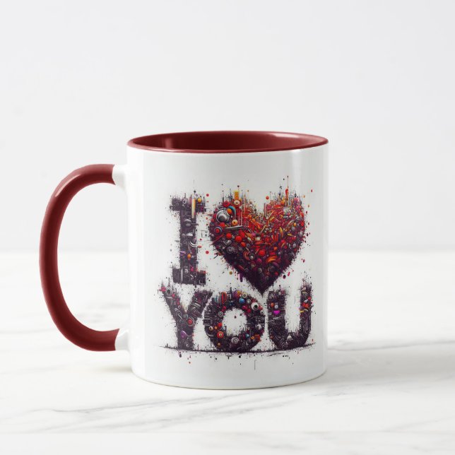 Embrassez-vous dans une Mug avec les mots ‘I Love  (Gauche)