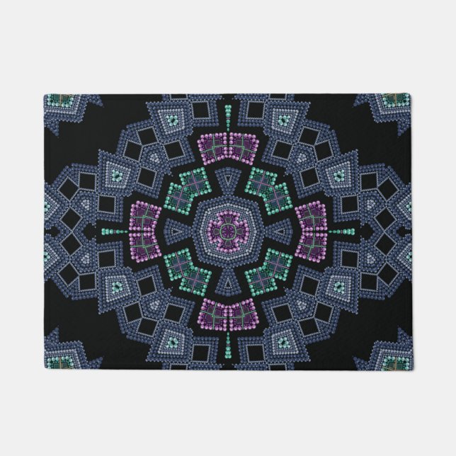 Embroidered beads pattern doormat (Front)