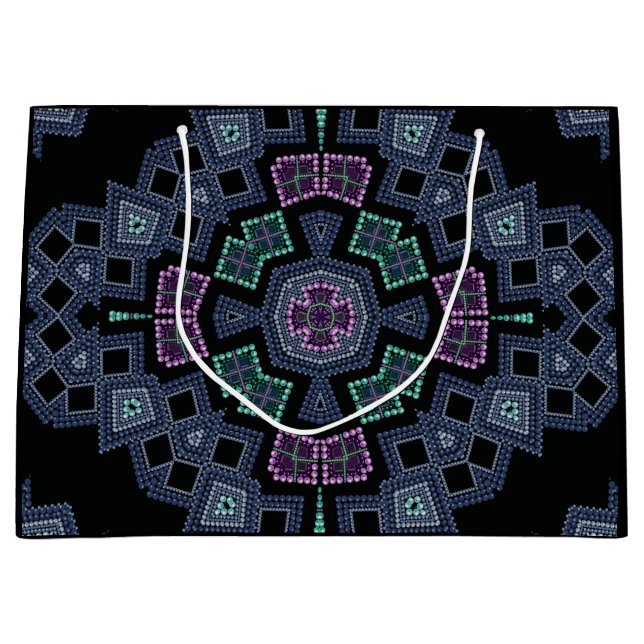 Embroidered beads pattern large gift bag (Front)