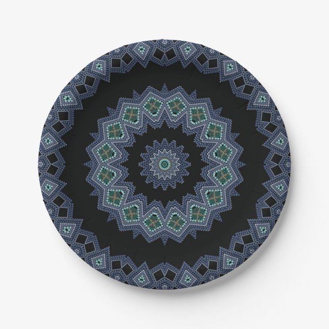 Embroidered beads pattern paper plate (Front)
