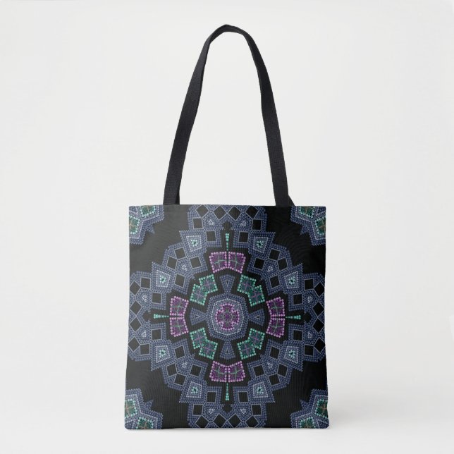 Embroidered beads pattern tote bag (Front)