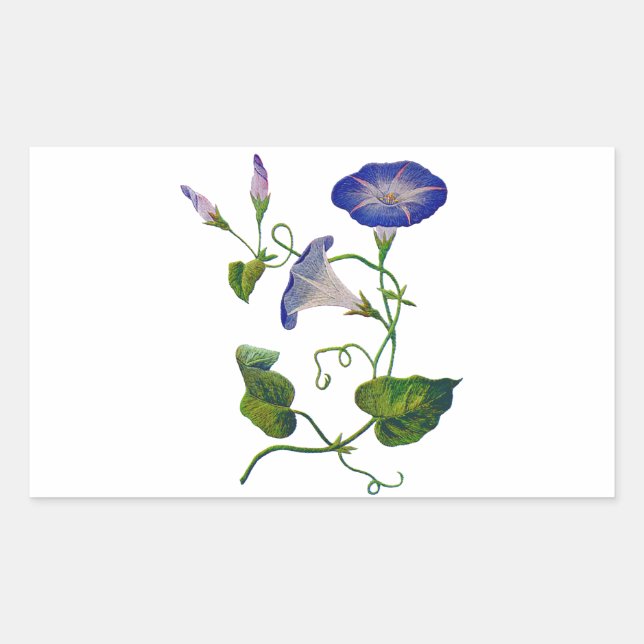 Embroidered Blue Morning Glories Sticker (Front)