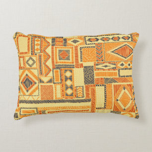 Embroidered Bohemian Patchwork Seamless Pattern Accent Pillow