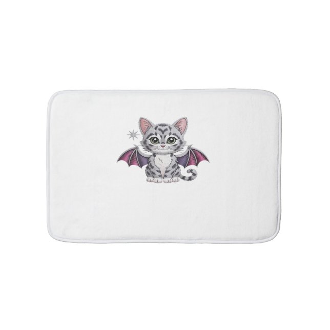 embroidered cat bat Classic T-Shirt Bath Mat (Front)