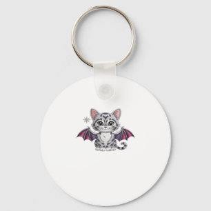 embroidered cat bat Classic T-Shirt Keychain