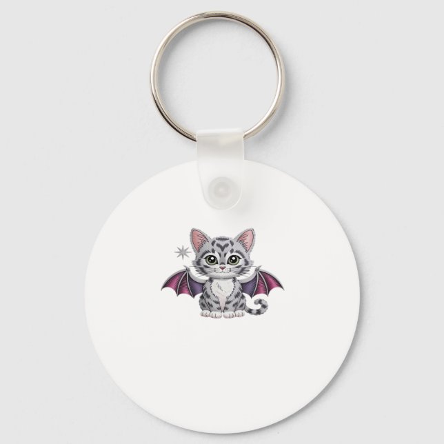 embroidered cat bat Classic T-Shirt Keychain (Front)