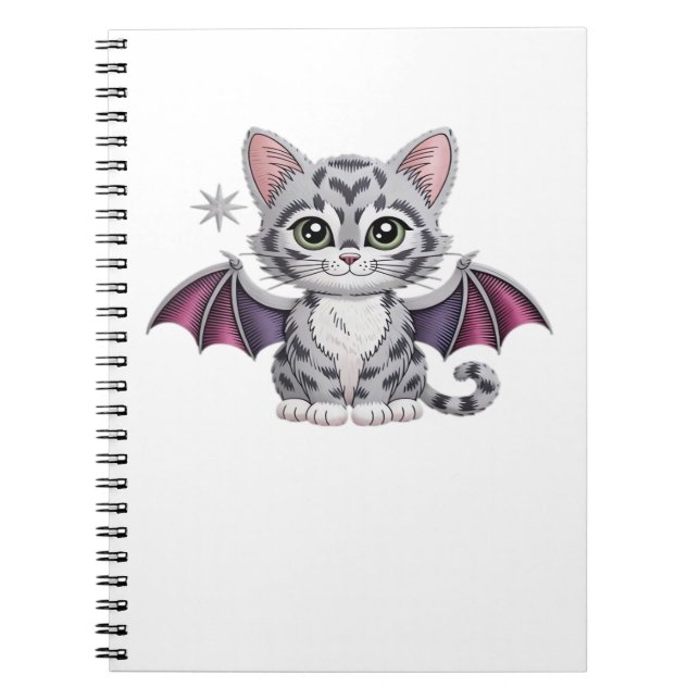 embroidered cat bat Classic T-Shirt Notebook (Front)