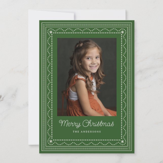 Embroidered Christmas Pattern Holiday Card (Front)