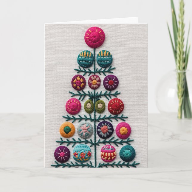 Embroidered Christmas tree  Card (Front)