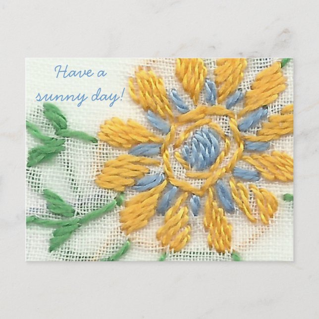 Embroidered Daisy Postcard (Front)