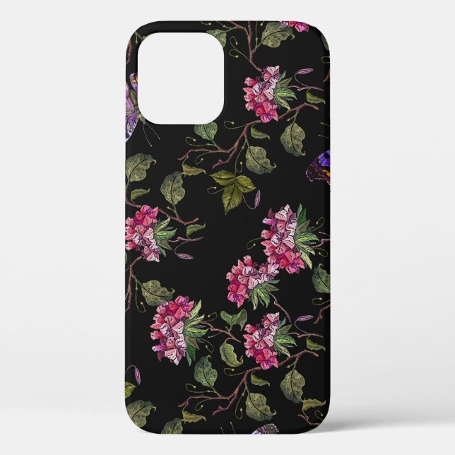 Embroidered Datura Flowers: Botanical Art Case-Mate iPhone Case (Back)