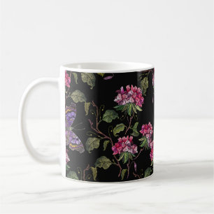 Embroidered Datura Flowers: Botanical Art Coffee Mug
