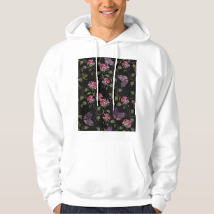 Embroidered Datura Flowers: Botanical Art Hoodie
