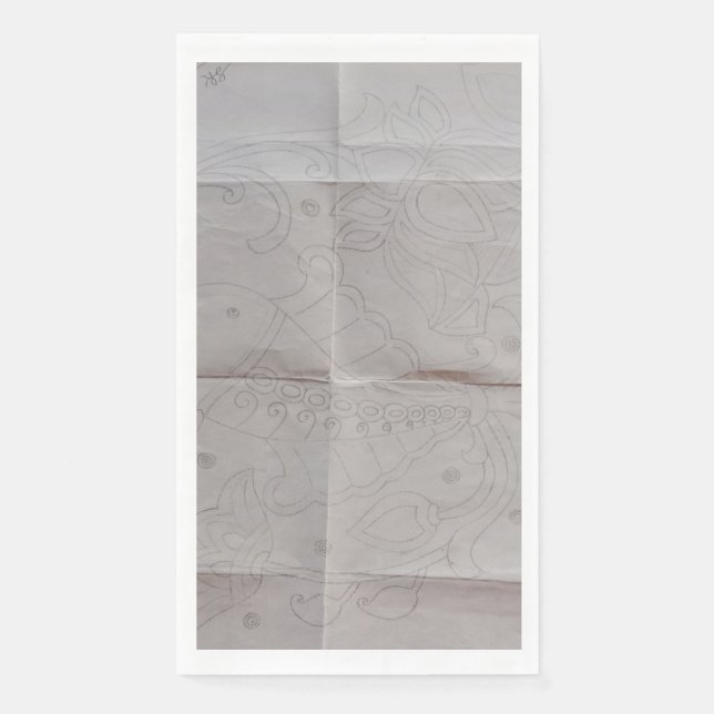 "Embroidered Elegance: A Fusion of Fish and Full D Napkin (Front)