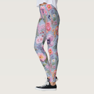 Embroidered Floral Seamless Pattern Leggings