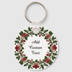 Embroidered Floral Wreath Border Keychain