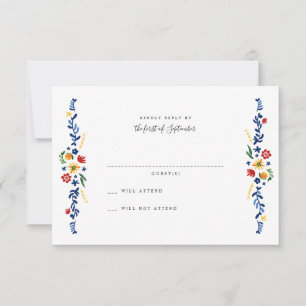 Embroidered Florals Wedding RSVP Cards