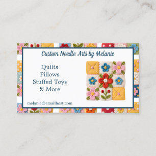 Embroidered Flower Patchwork Quilt Business Card