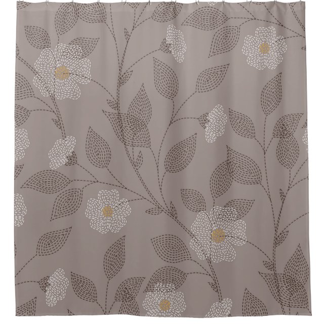Embroidered flowers and leaves, seamless design. (Front)