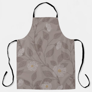 Embroidered flowers and leaves, seamless design. apron
