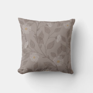 Embroidered flowers and leaves, seamless design. throw pillow
