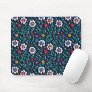 embroidered flowers mouse pad