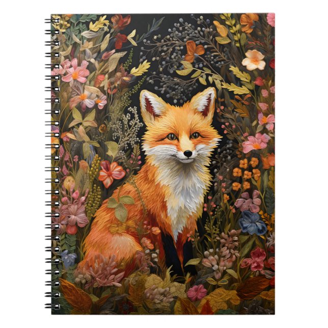 Embroidered Fox Notebook & Journal (Front)
