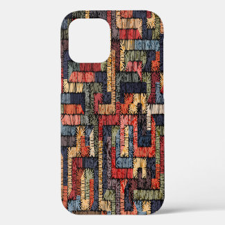 Embroidered geometric, ethnic texture iPhone 12 case