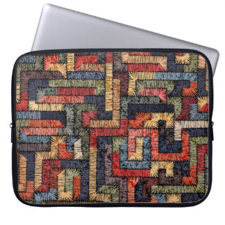 Embroidered geometric, ethnic texture laptop sleeve