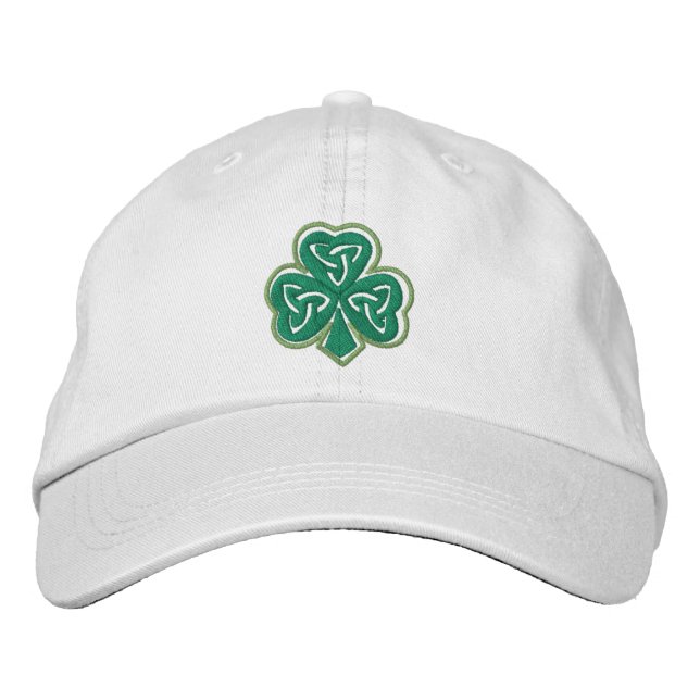 Embroidered Green Clover Celtic Cap (Front)