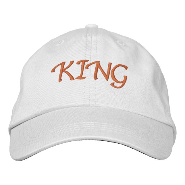 Embroidered Hat King Text Name Cap (Front)