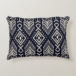 Embroidered Ikat Fabric: Ethnic Elegance. Accent Pillow