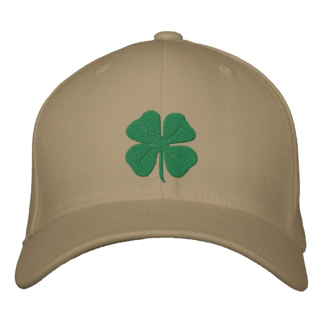 Embroidered Irish Four Leaf Clover Hat (Front)