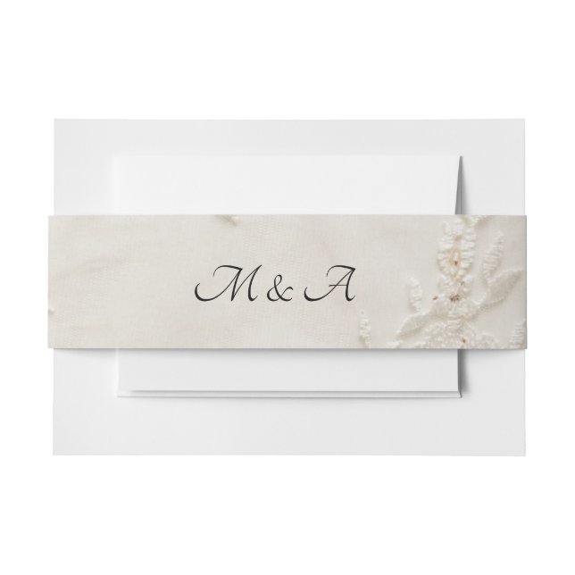 Embroidered Lace Wedding Belly Band Invitation Belly Band (Front Example)