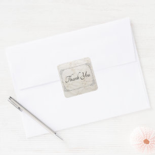 Embroidered Lace Wedding Thank You Square Sticker 